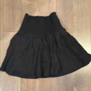 J. Crew Black Linen Skirt With Smocked Waistband